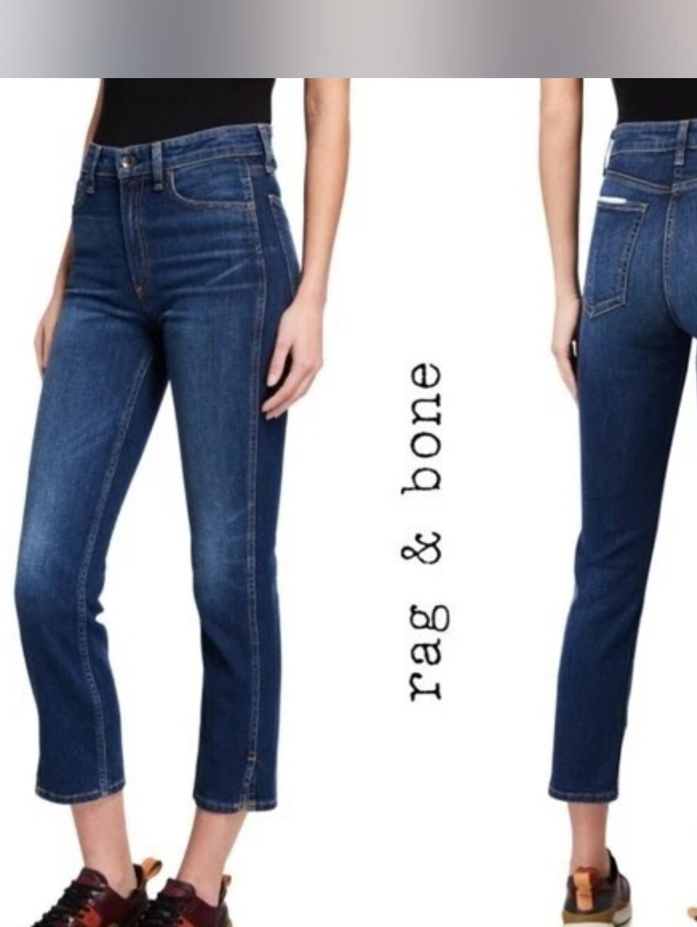 NWT Rag & Bone Nina High Rise Ankle Cigarette Manchester Cropped Straight Jeans